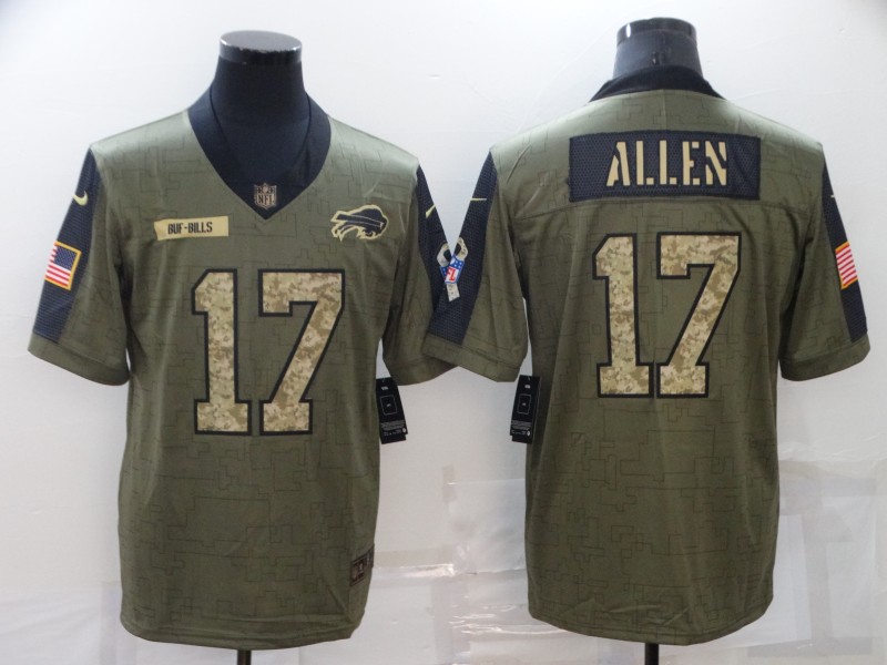 2021 Men Buffalo Bills #17 Allen Nike Olive Salute To Service Limited NFL jersey->women nfl jersey->Women Jersey